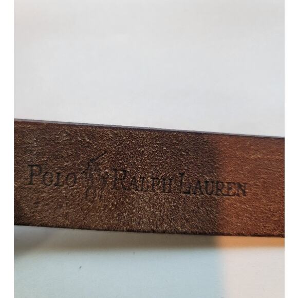 Polo Ralph Lauren Brown Leather Belt Silver Buckle Men's Sz 36 - Picture 5 of 12